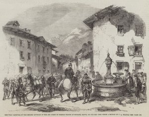 Der Krieg, Ankunft der zweiten Division des 4. Korps der französischen Truppen in Modane, Savoyen, am 3. dieses Monats von Jean Adolphe Beauce